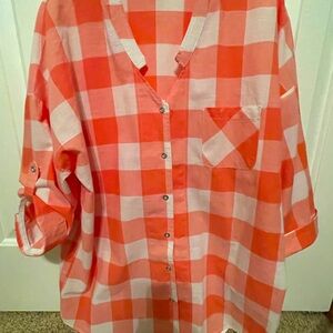 Tunic style 100% cotton blouse with roll up sleeves